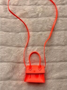 Neon Orange Mini Crossbody Bag - Sleek Patent Finish